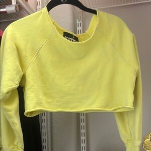 KatieJ NYC Yellow Cropped Sweatshirt